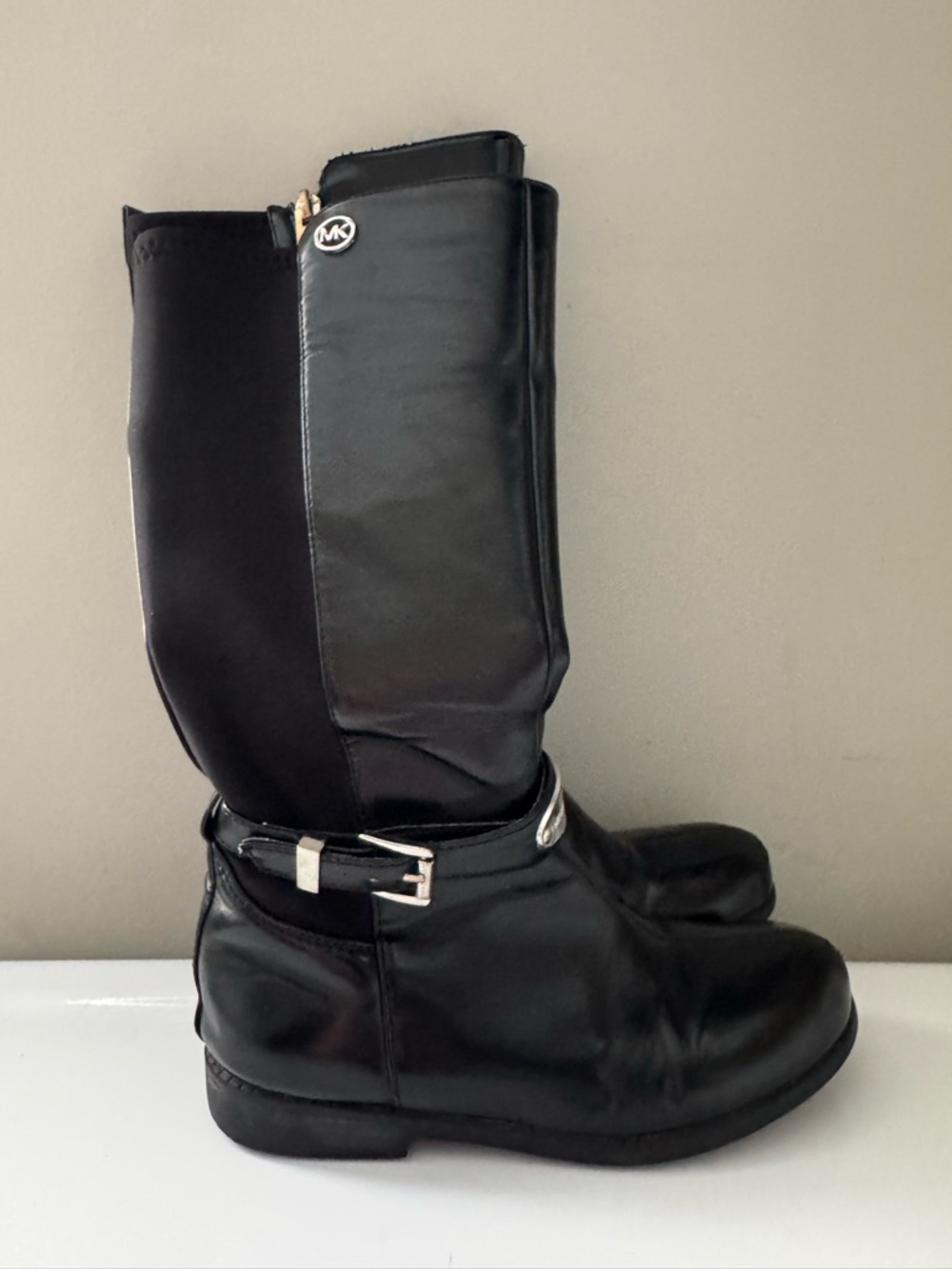 Michael Kors Black Tall Knee-High Buckle Boots